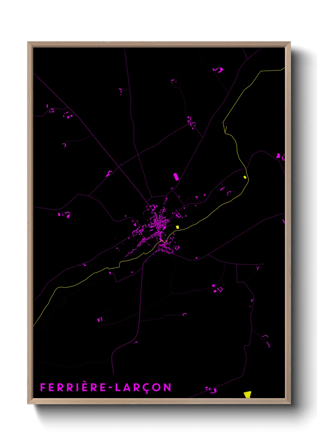 Une affiche de carte sur Ferrière-Larçon