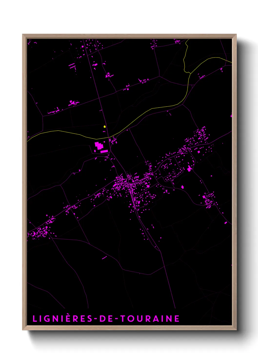 Une affiche de carte sur Lignières-de-Touraine