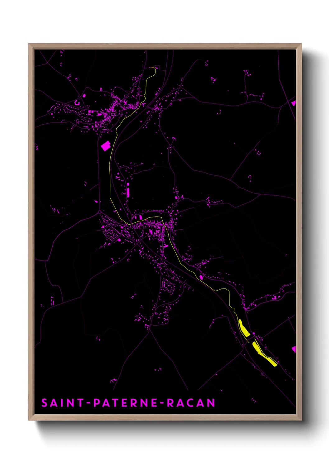 Une affiche de carte sur Saint-Paterne-Racan