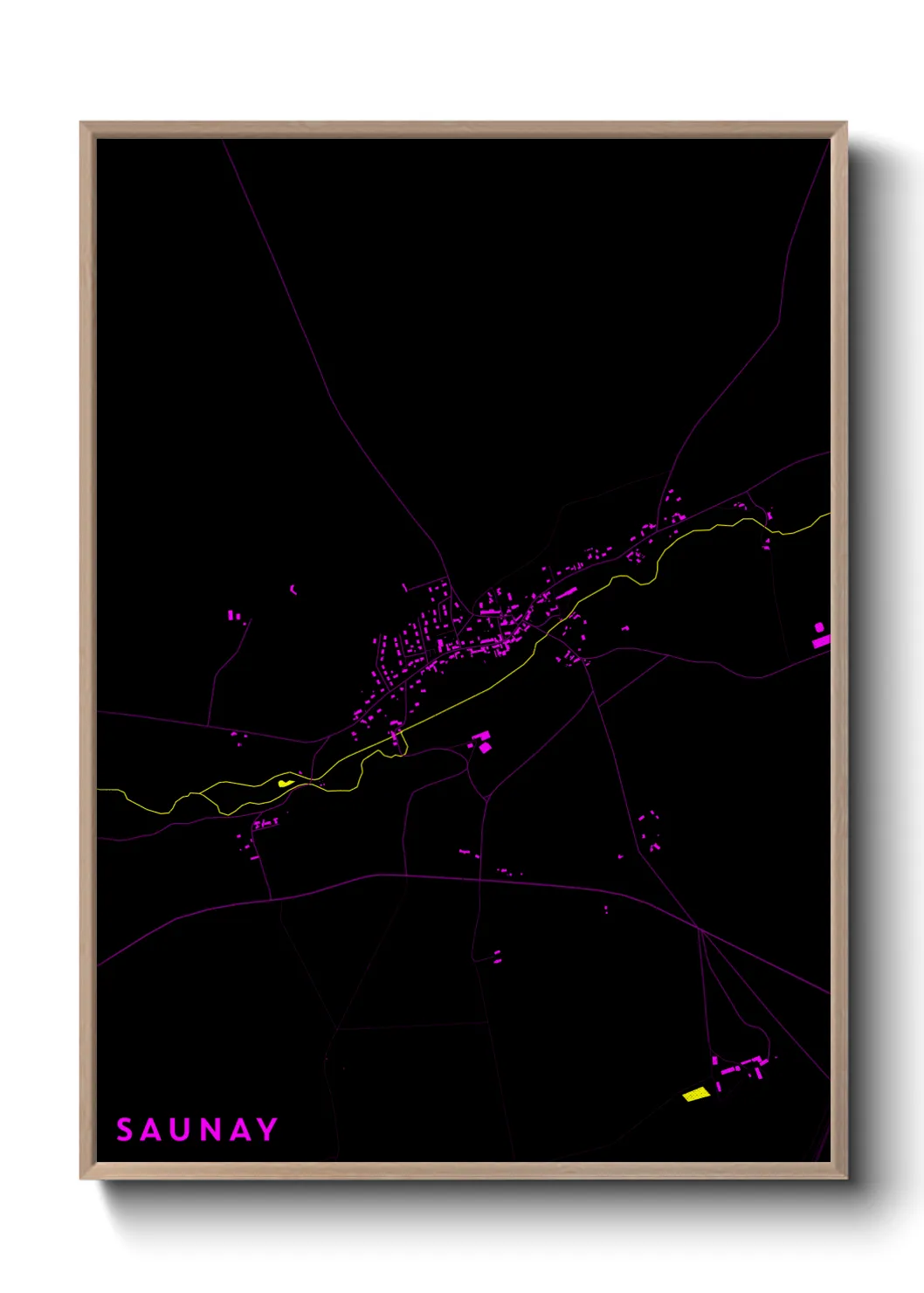 Une affiche de carte sur Saunay