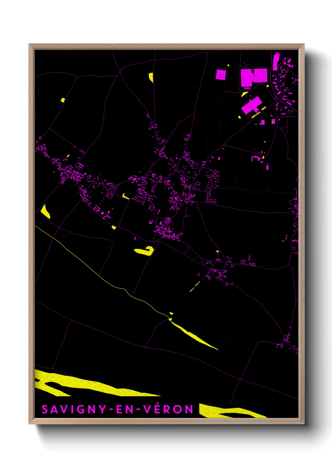Une affiche de carte sur Savigny-en-Véron