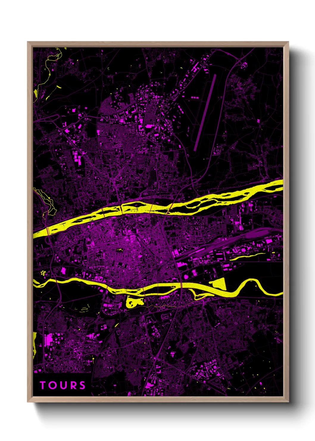 Une affiche de carte sur Tours