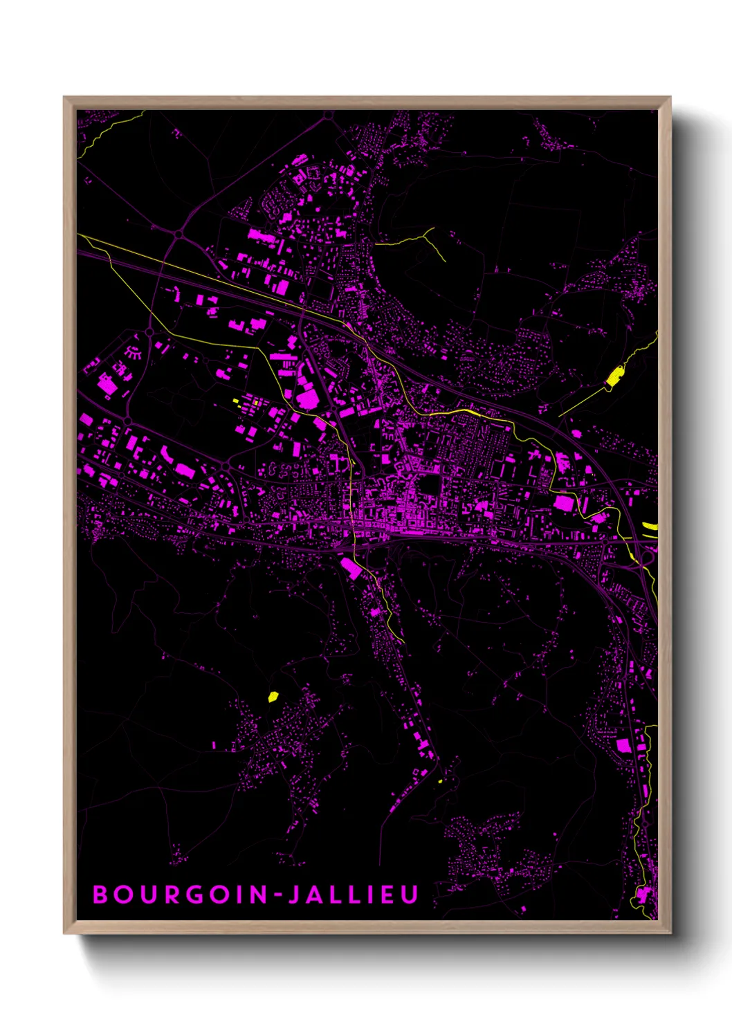 Une affiche de carte sur Bourgoin-Jallieu