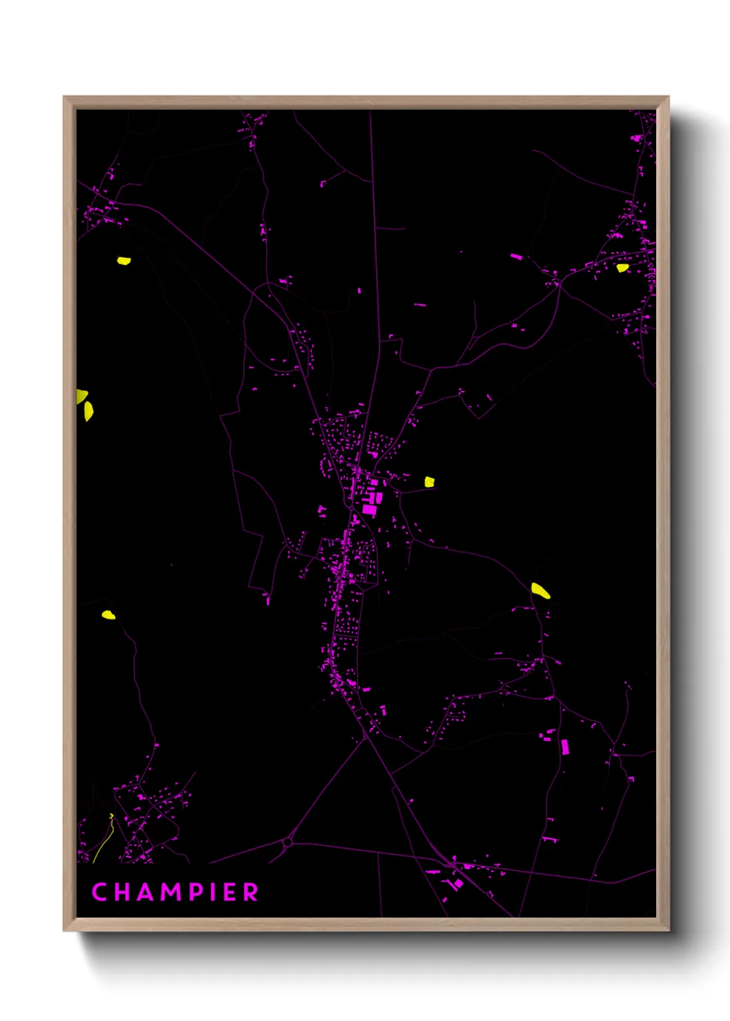 Une affiche de carte sur Champier