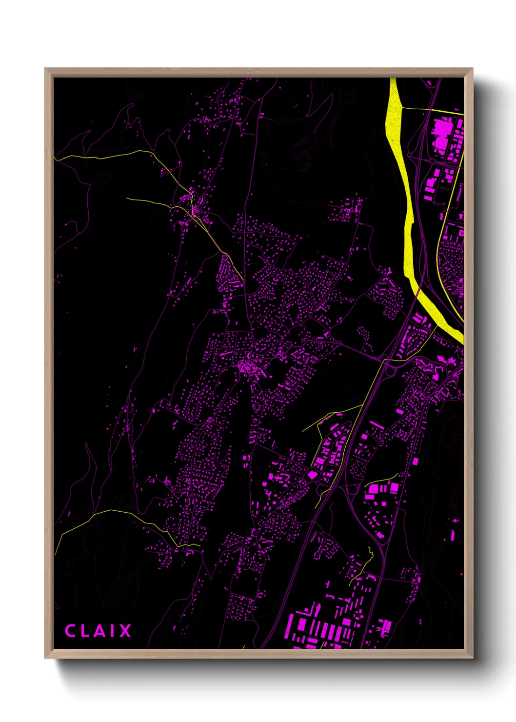 Une affiche de carte sur Claix