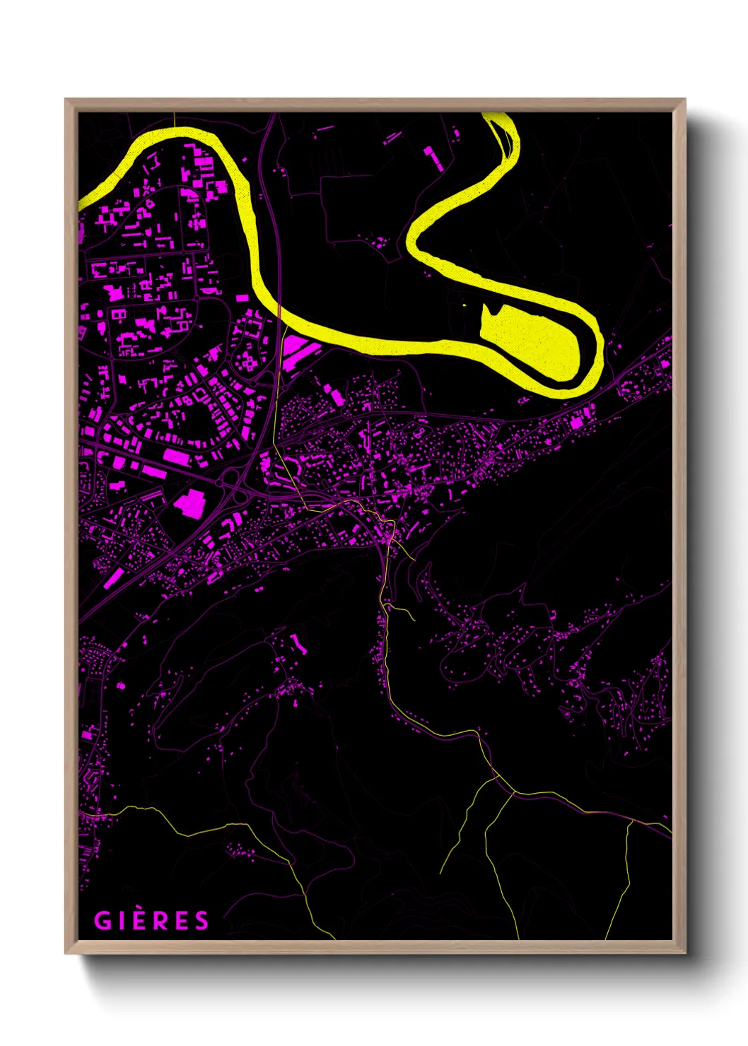 Une affiche de carte sur Gières