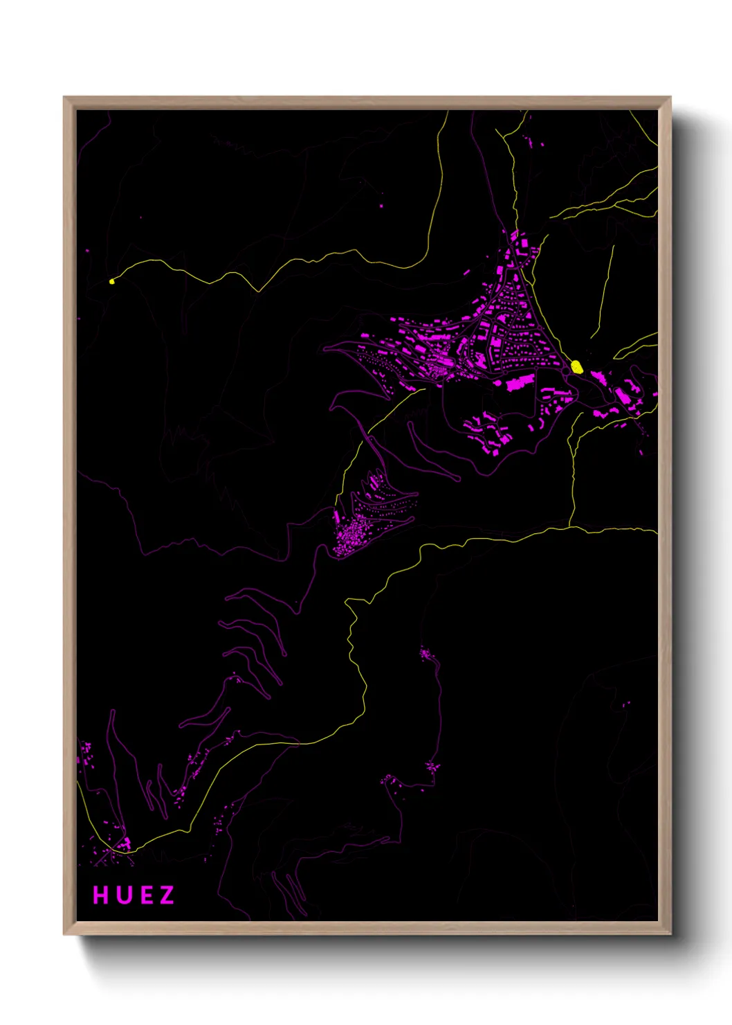 Une affiche de carte sur Huez