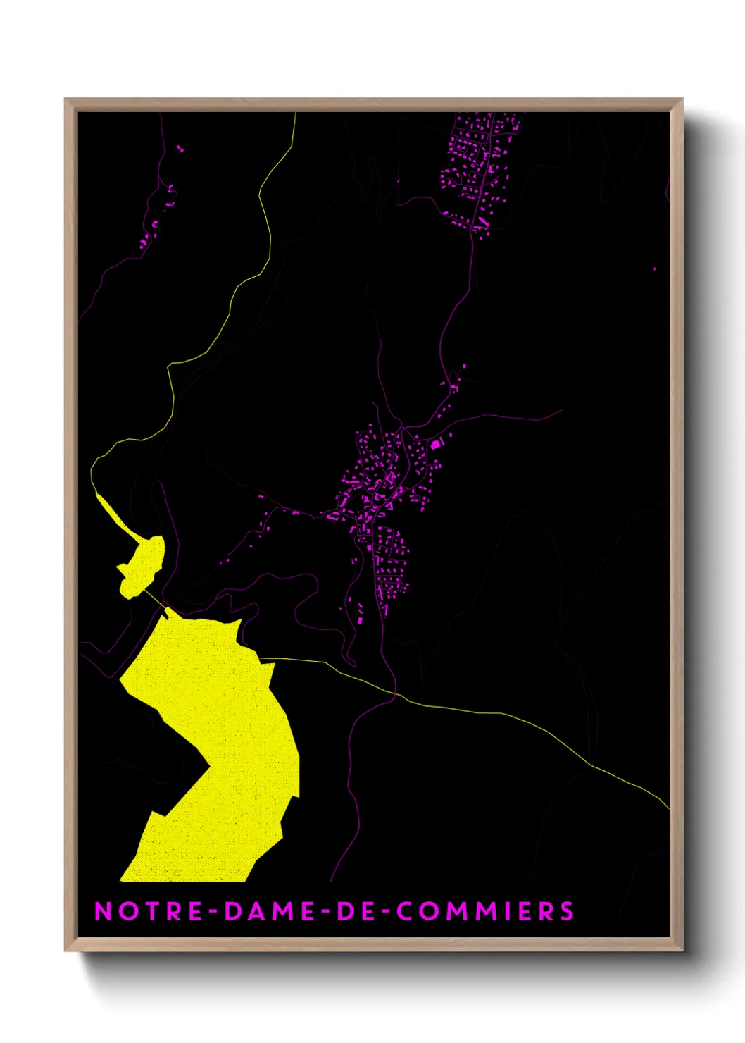 Une affiche de carte sur Notre-Dame-de-Commiers