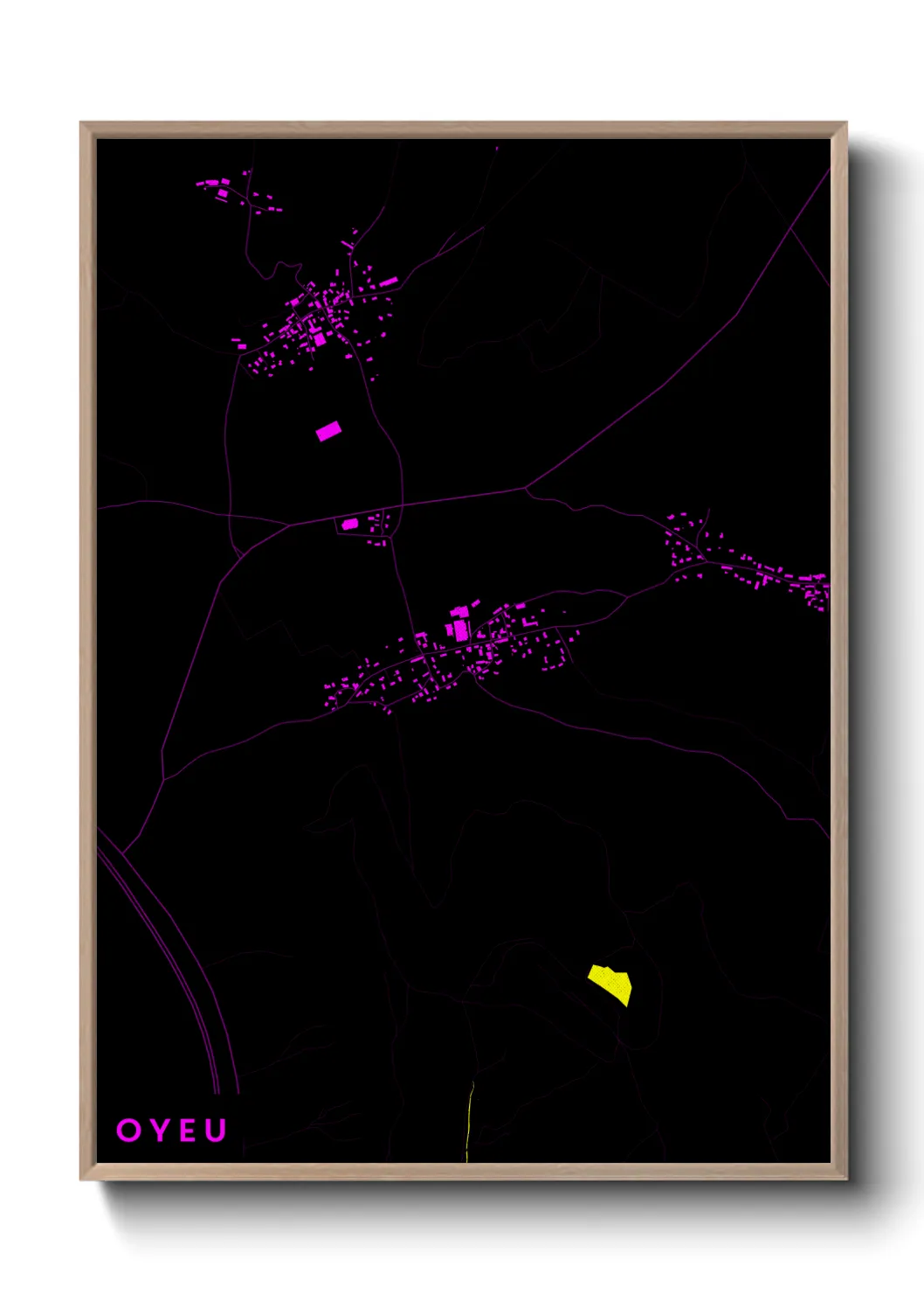 Une affiche de carte sur Oyeu