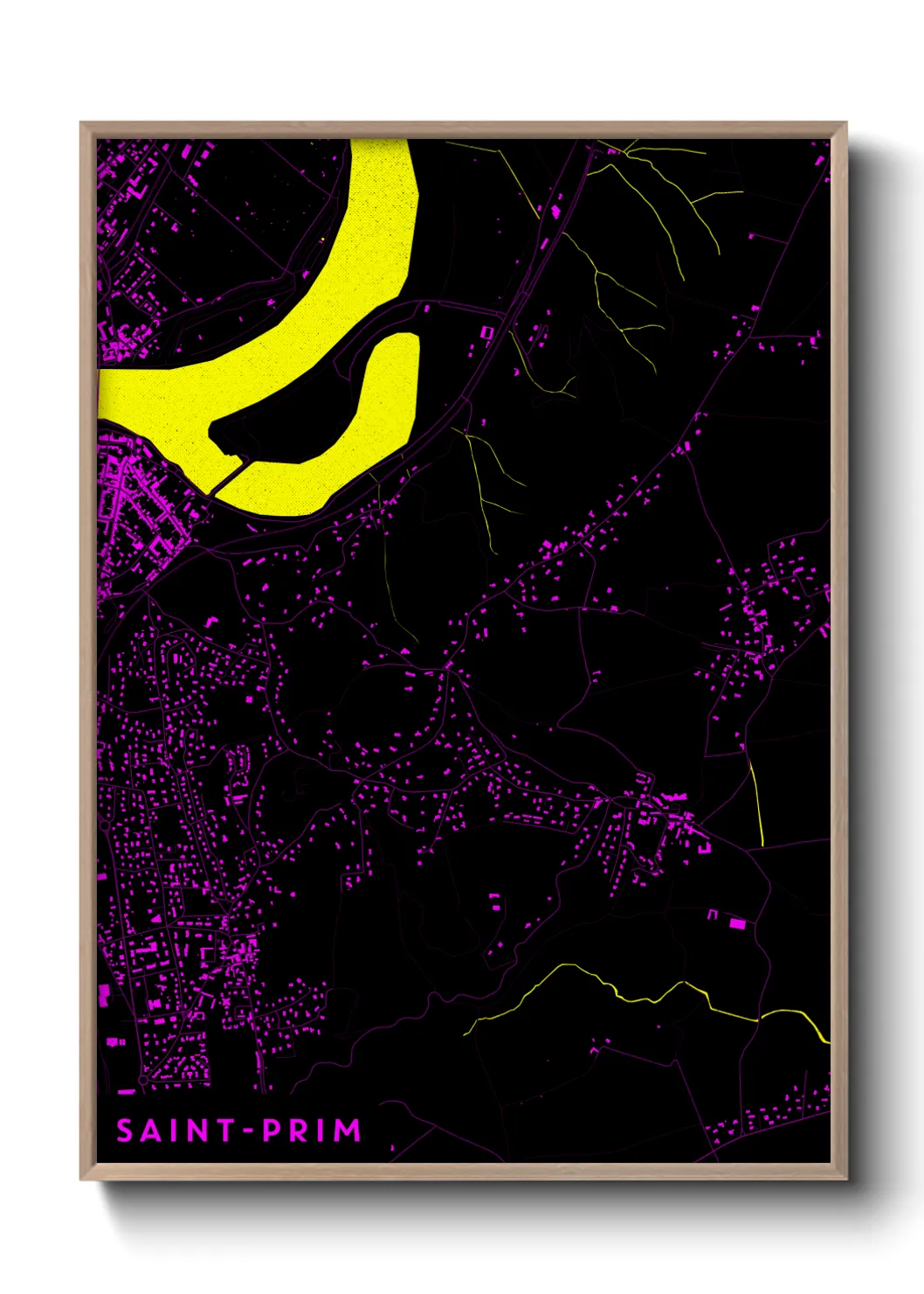 Une affiche de carte sur Saint-Prim