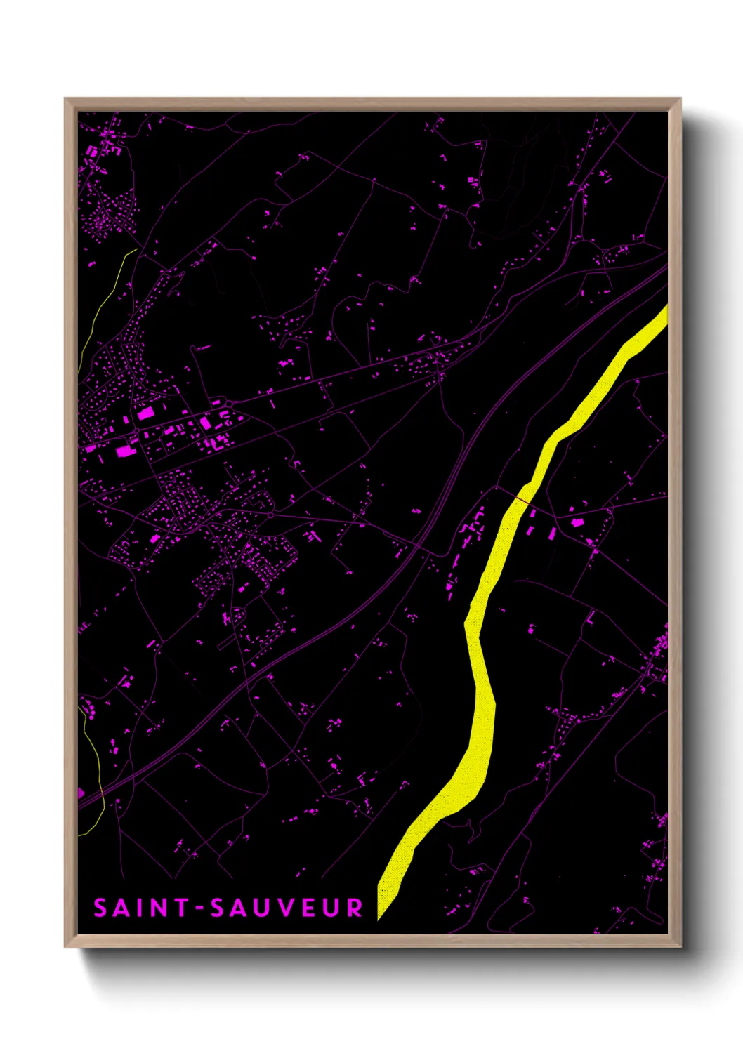Une affiche de carte sur Saint-Sauveur
