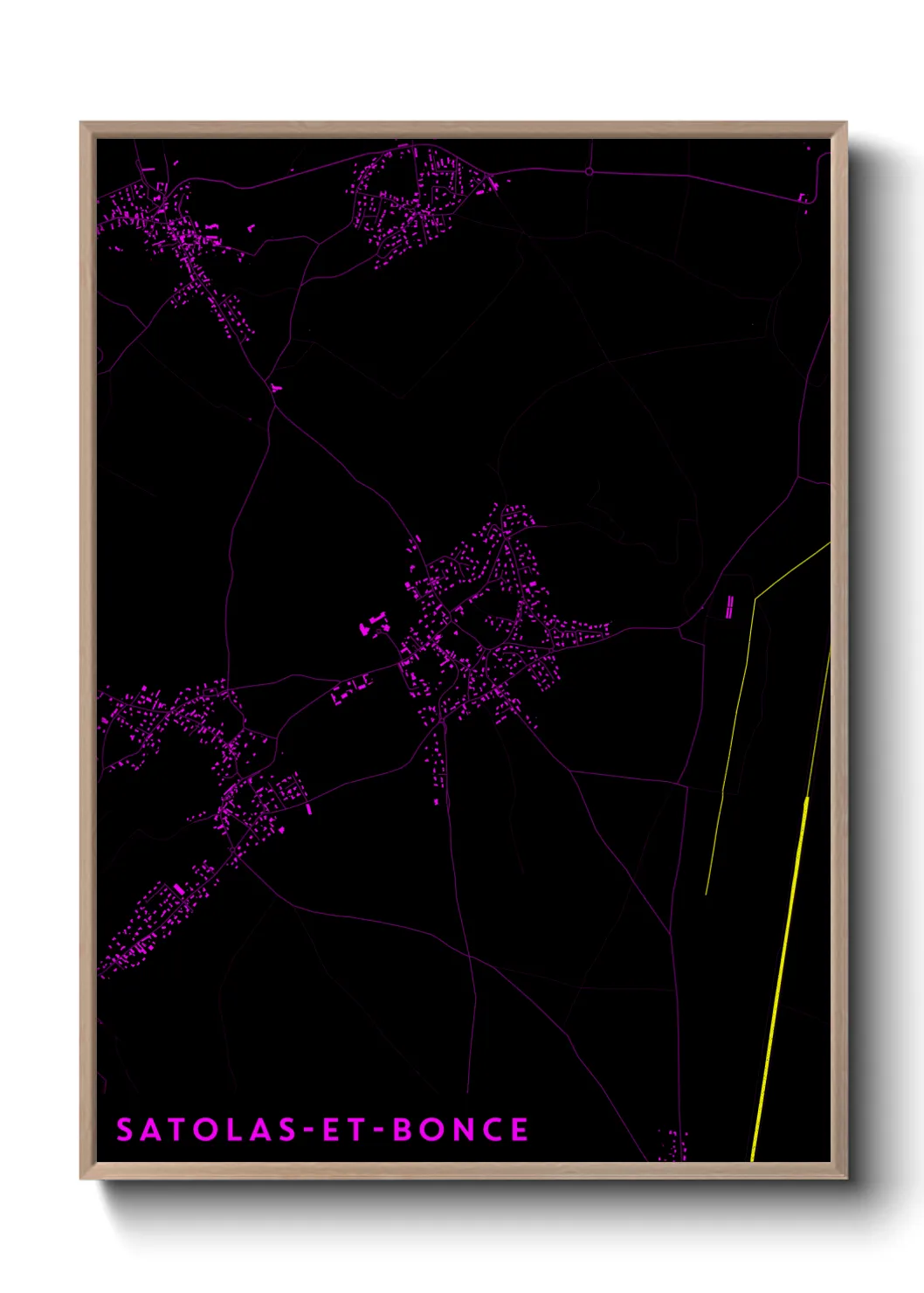 Une affiche de carte sur Satolas-et-Bonce