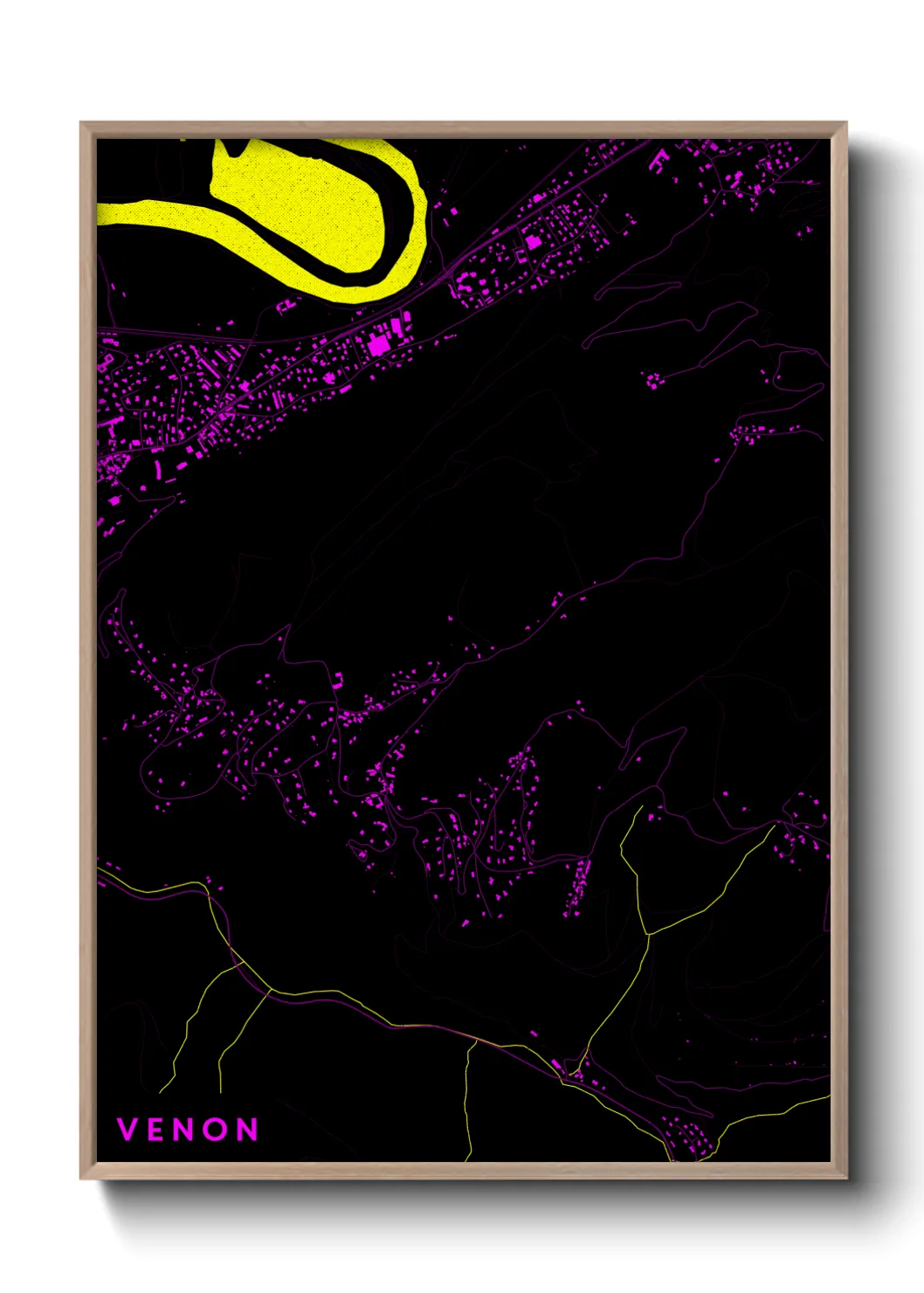 Une affiche de carte sur Venon