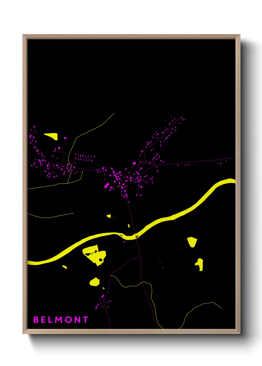 Une affiche de carte sur Belmont