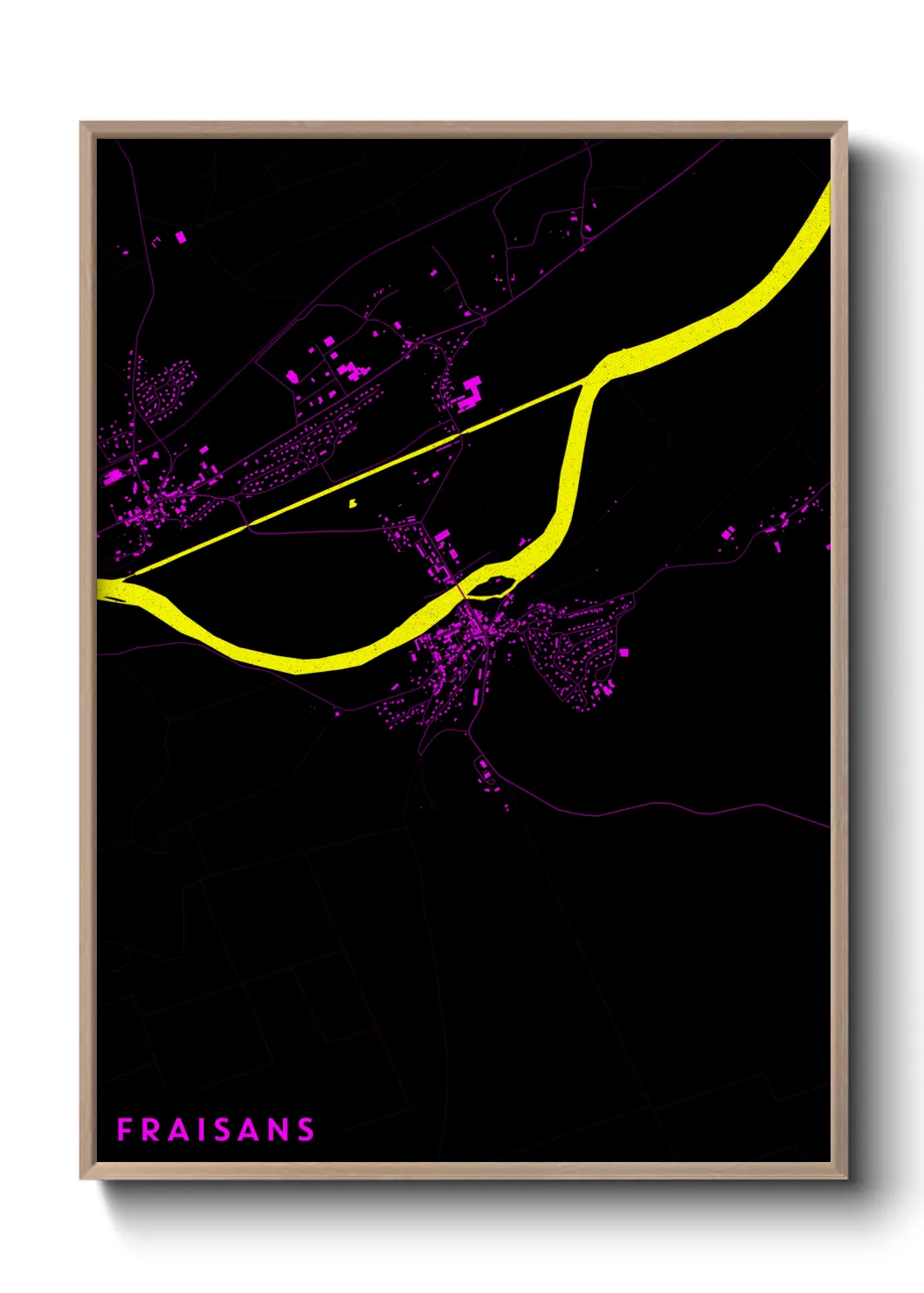 Une affiche de carte sur Fraisans