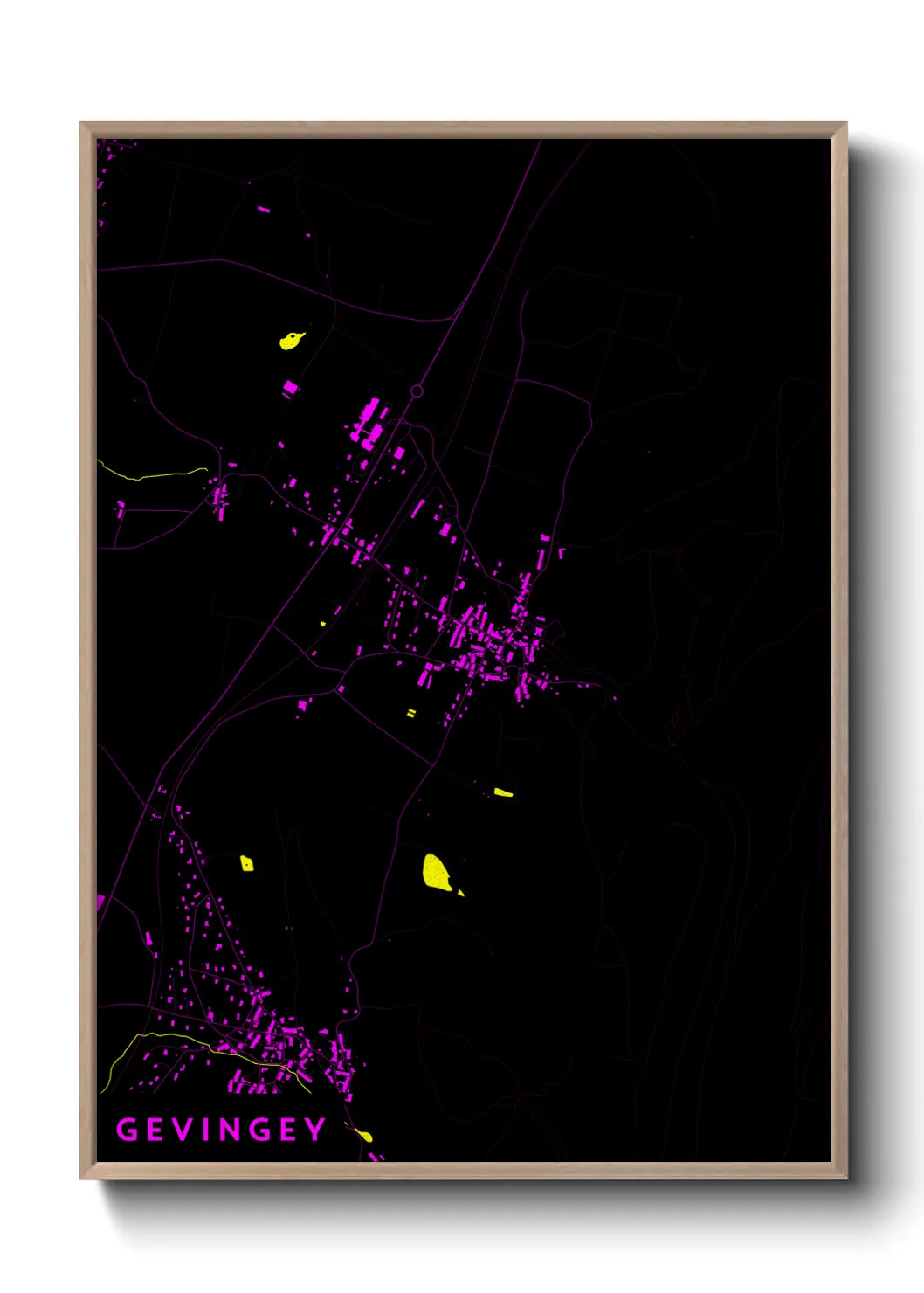 Une affiche de carte sur Gevingey