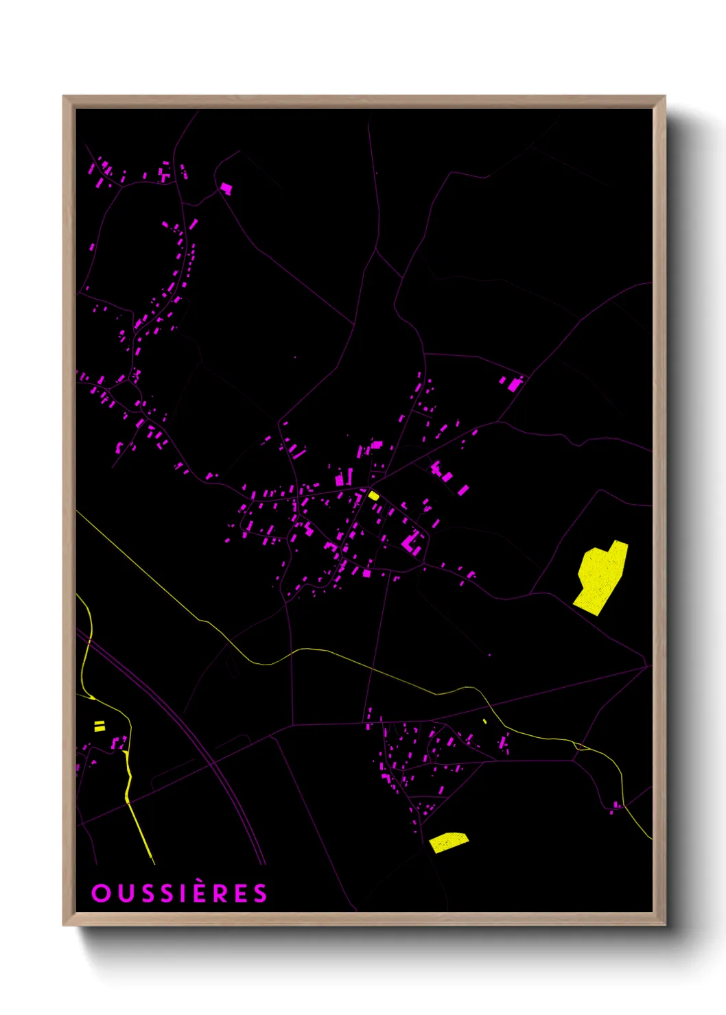 Une affiche de carte sur Oussières
