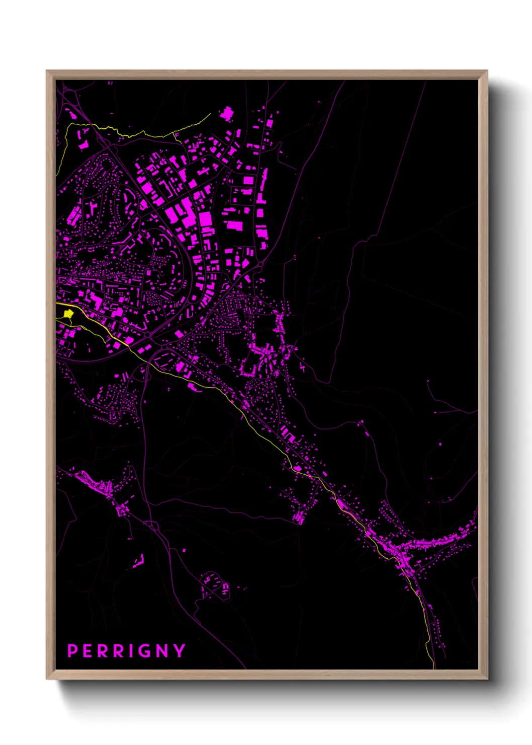 Une affiche de carte sur Perrigny