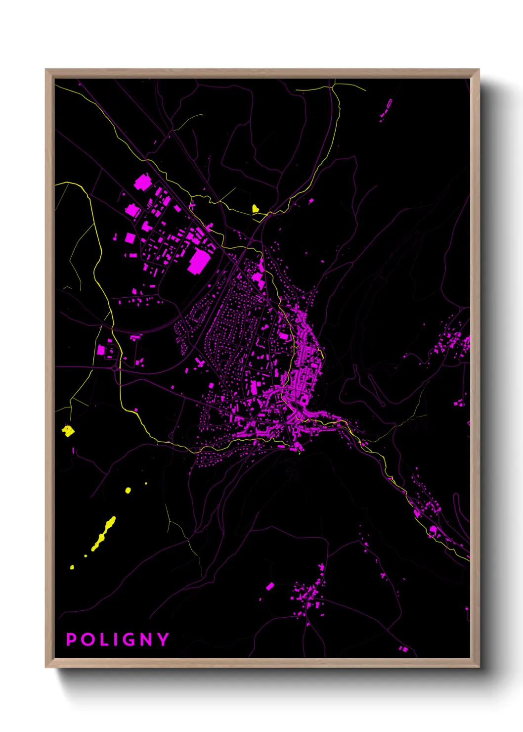 Une affiche de carte sur Poligny