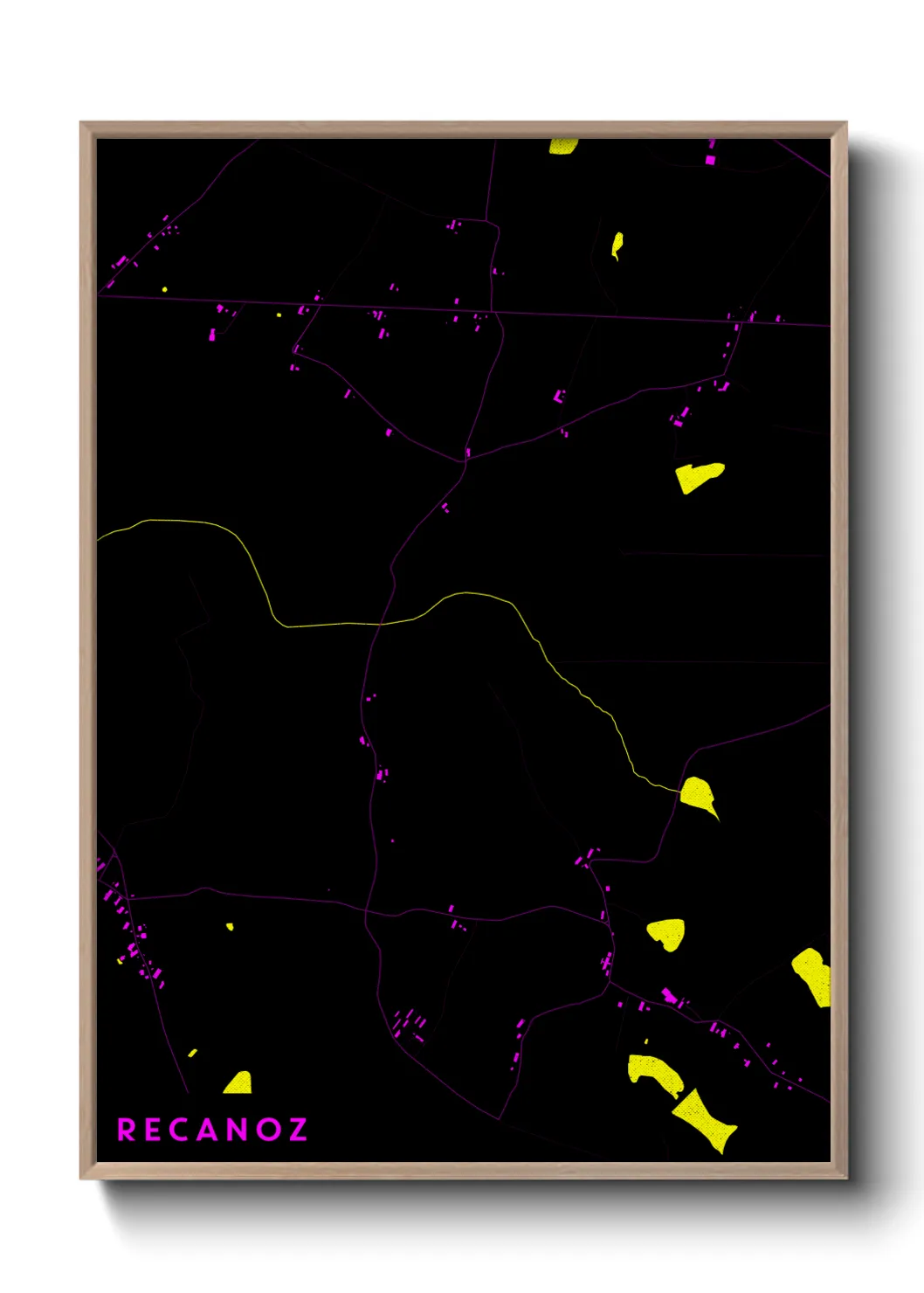 Une affiche de carte sur Recanoz