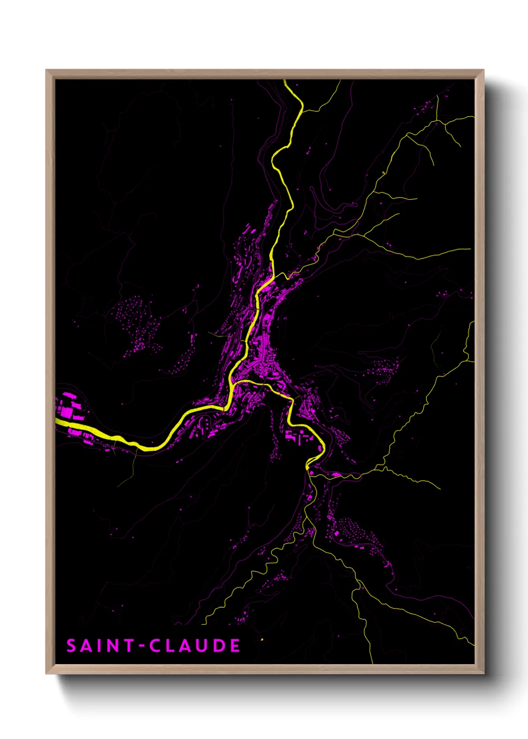 Une affiche de carte sur Saint-Claude