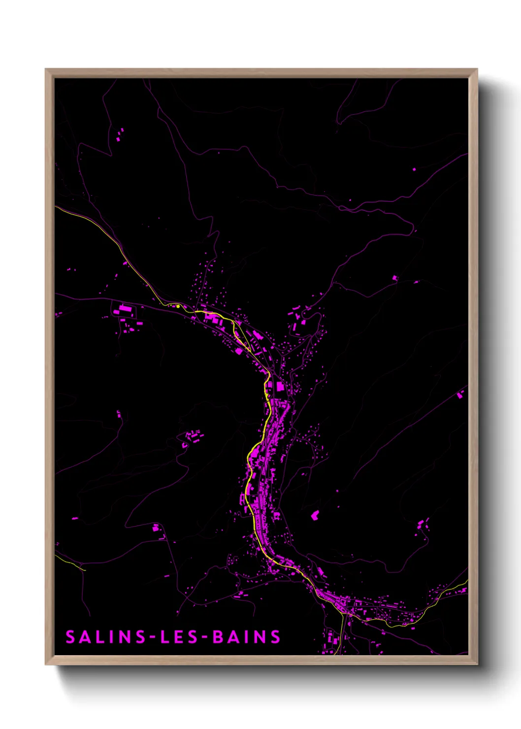 Une affiche de carte sur Salins-les-Bains