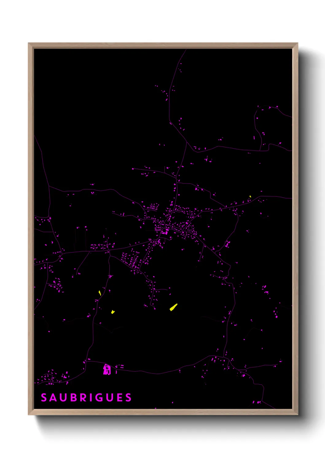 Une affiche de carte sur Saubrigues