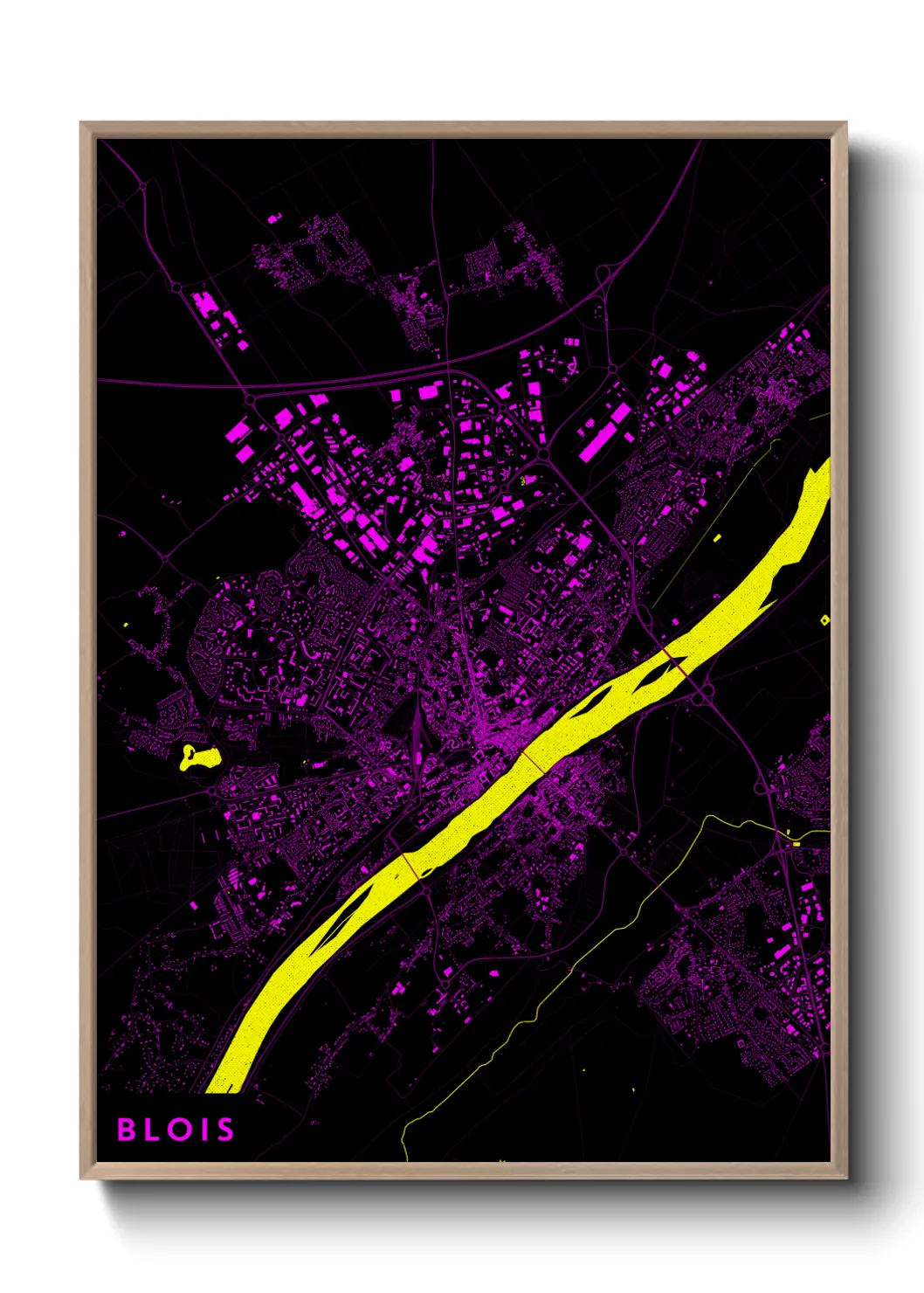 Une affiche de carte sur Blois