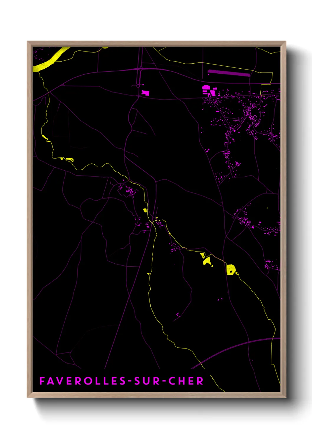 Une affiche de carte sur Faverolles-sur-Cher