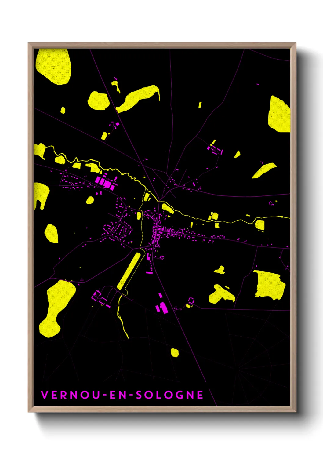 Une affiche de carte sur Vernou-en-Sologne