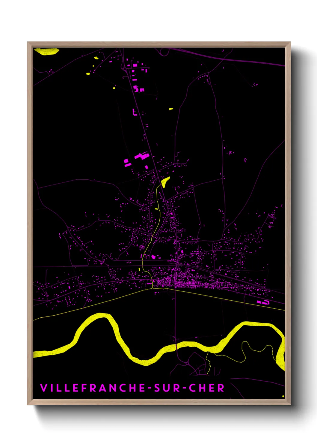 Une affiche de carte sur Villefranche-sur-Cher