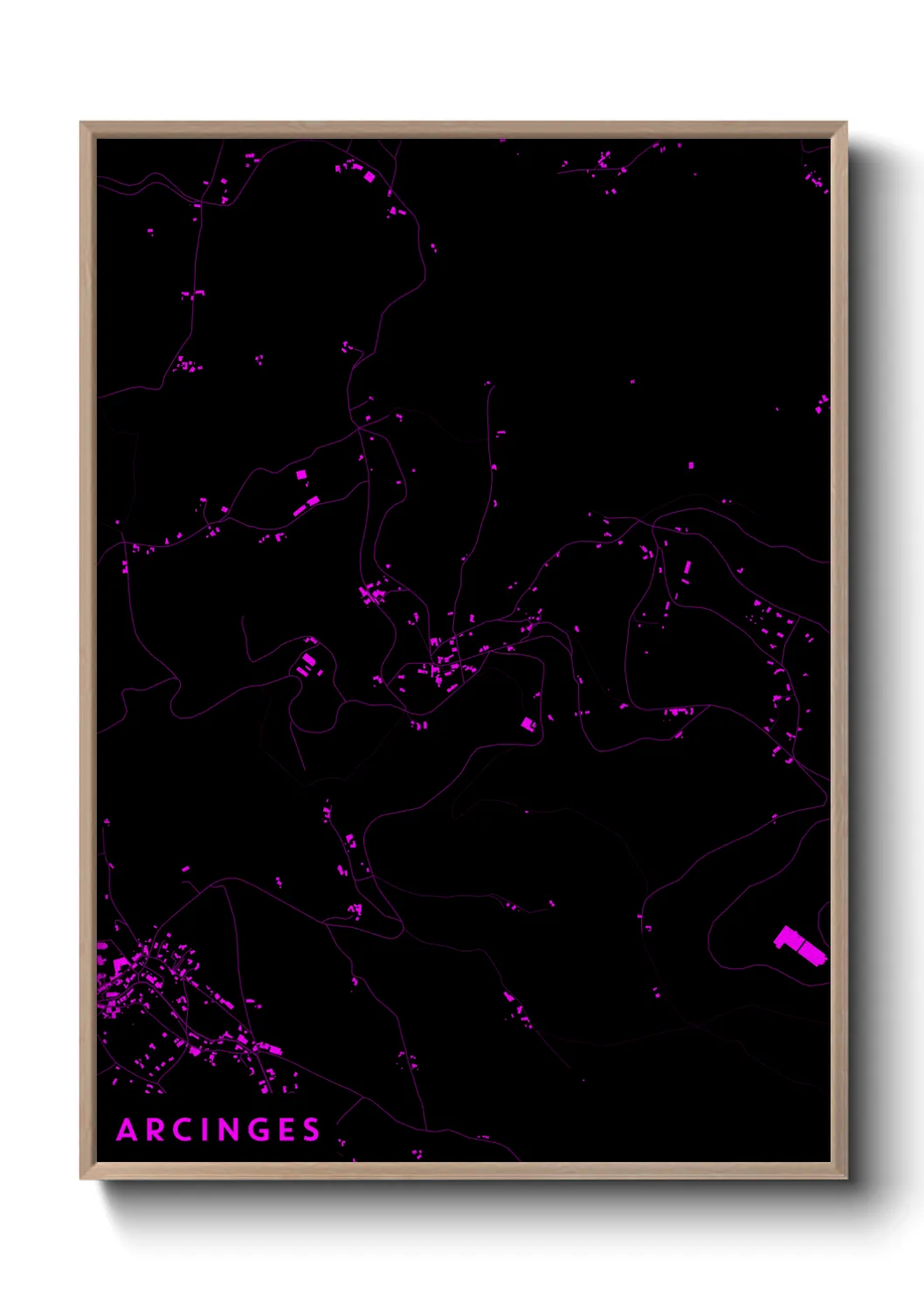 Une affiche de carte sur Arcinges