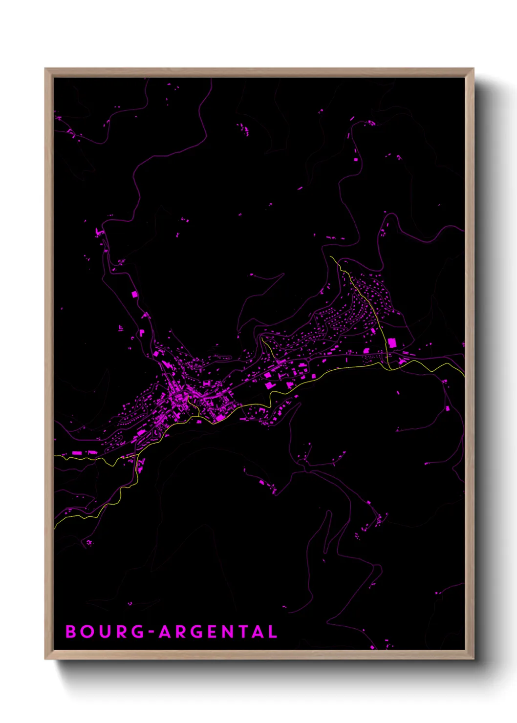 Une affiche de carte sur Bourg-Argental