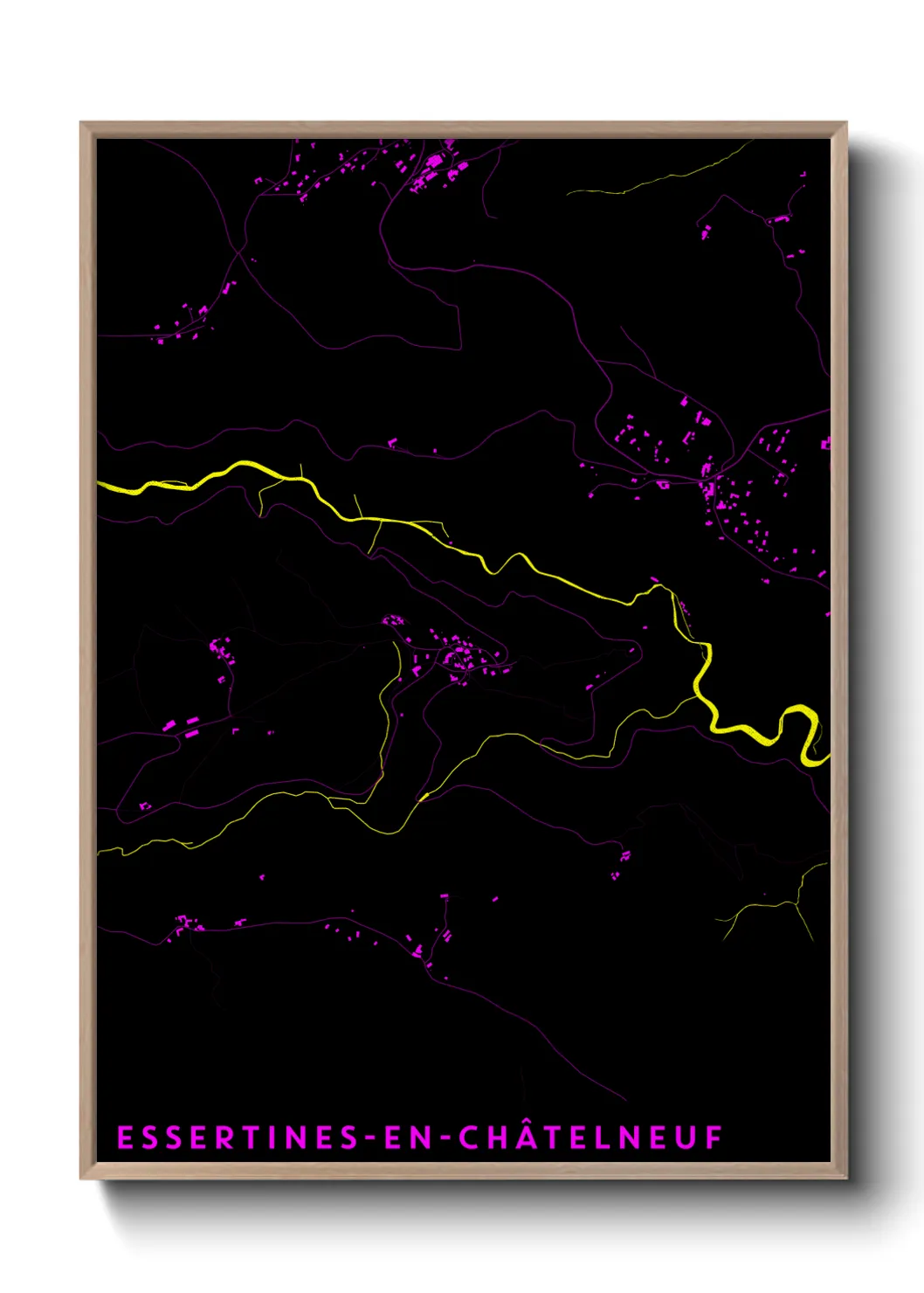 Une affiche de carte sur Essertines-en-Châtelneuf