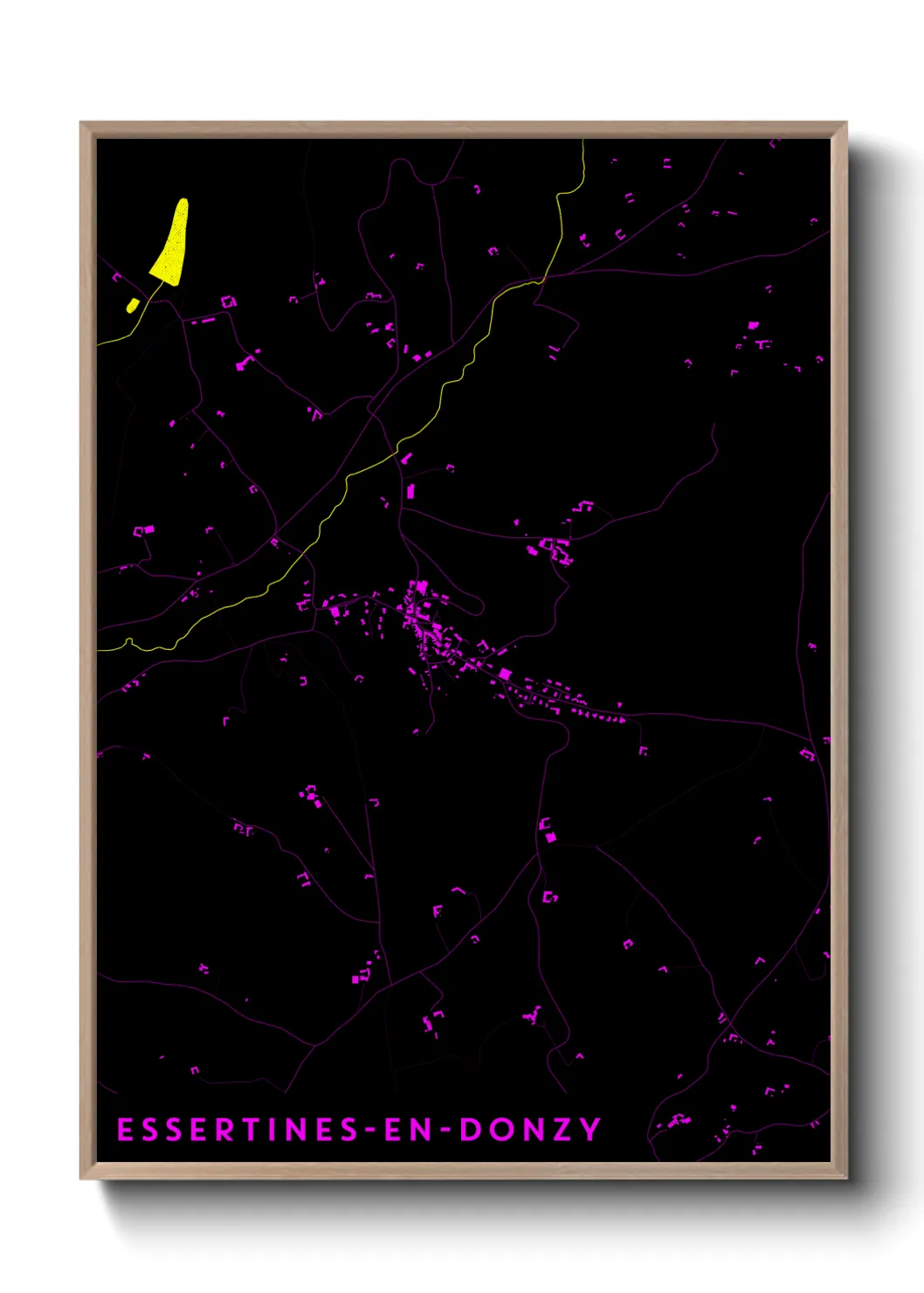 Une affiche de carte sur Essertines-en-Donzy