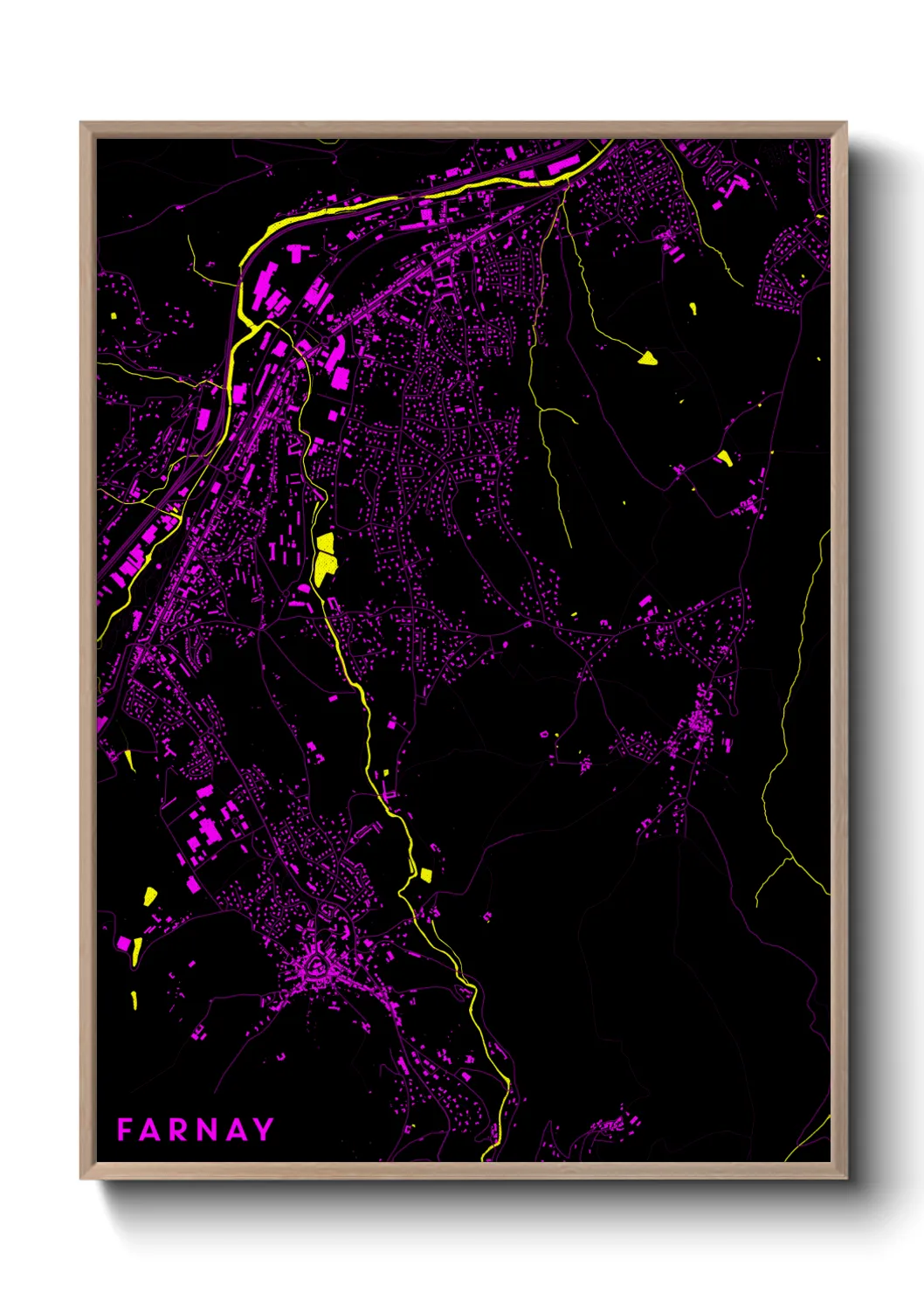 Une affiche de carte sur Farnay