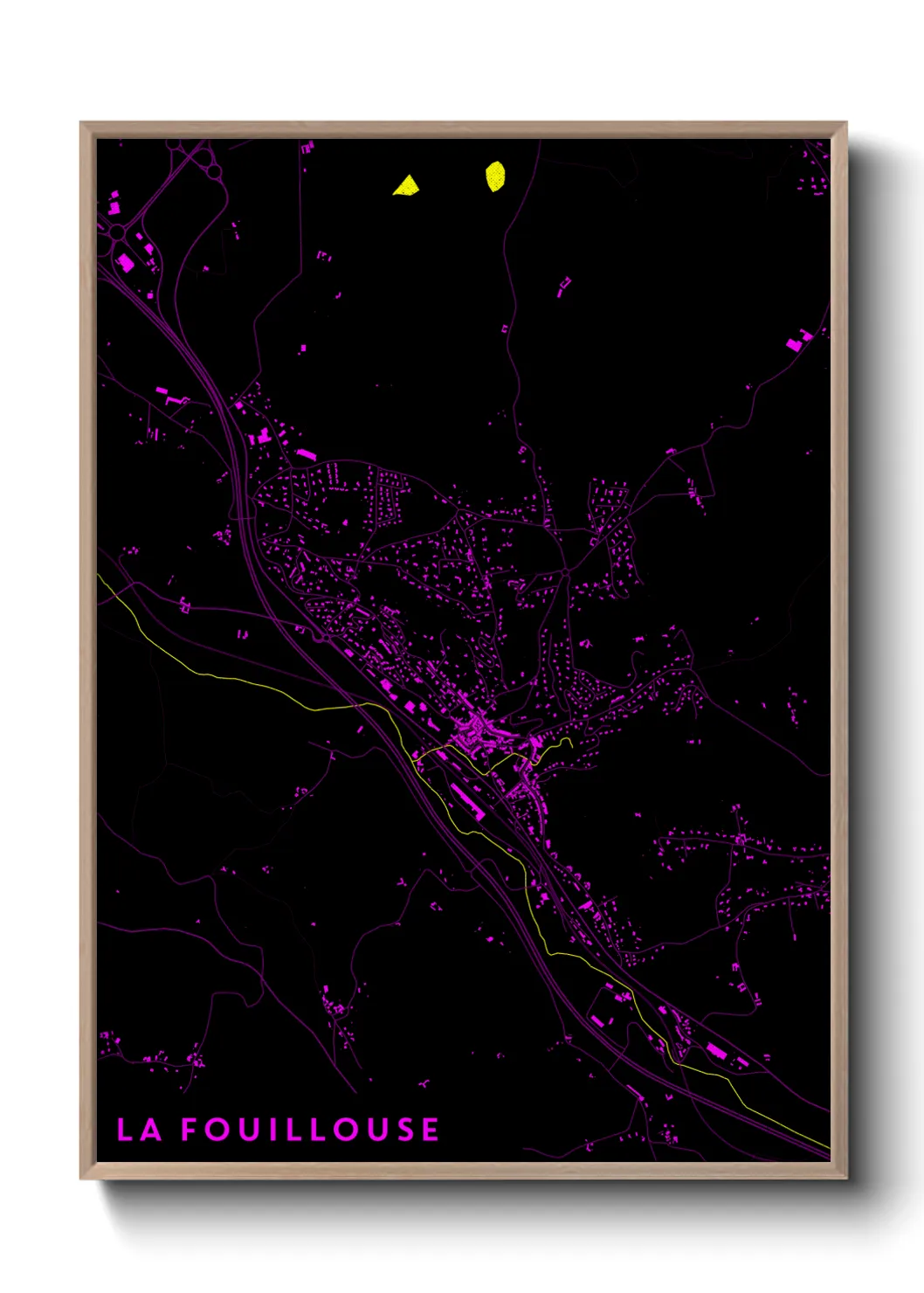 Une affiche de carte sur La Fouillouse