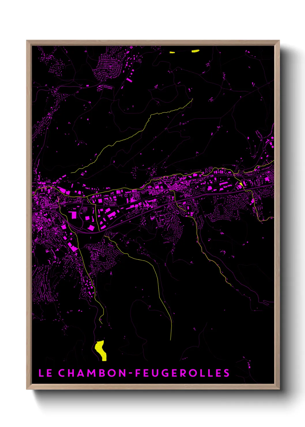 Une affiche de carte sur Le Chambon-Feugerolles