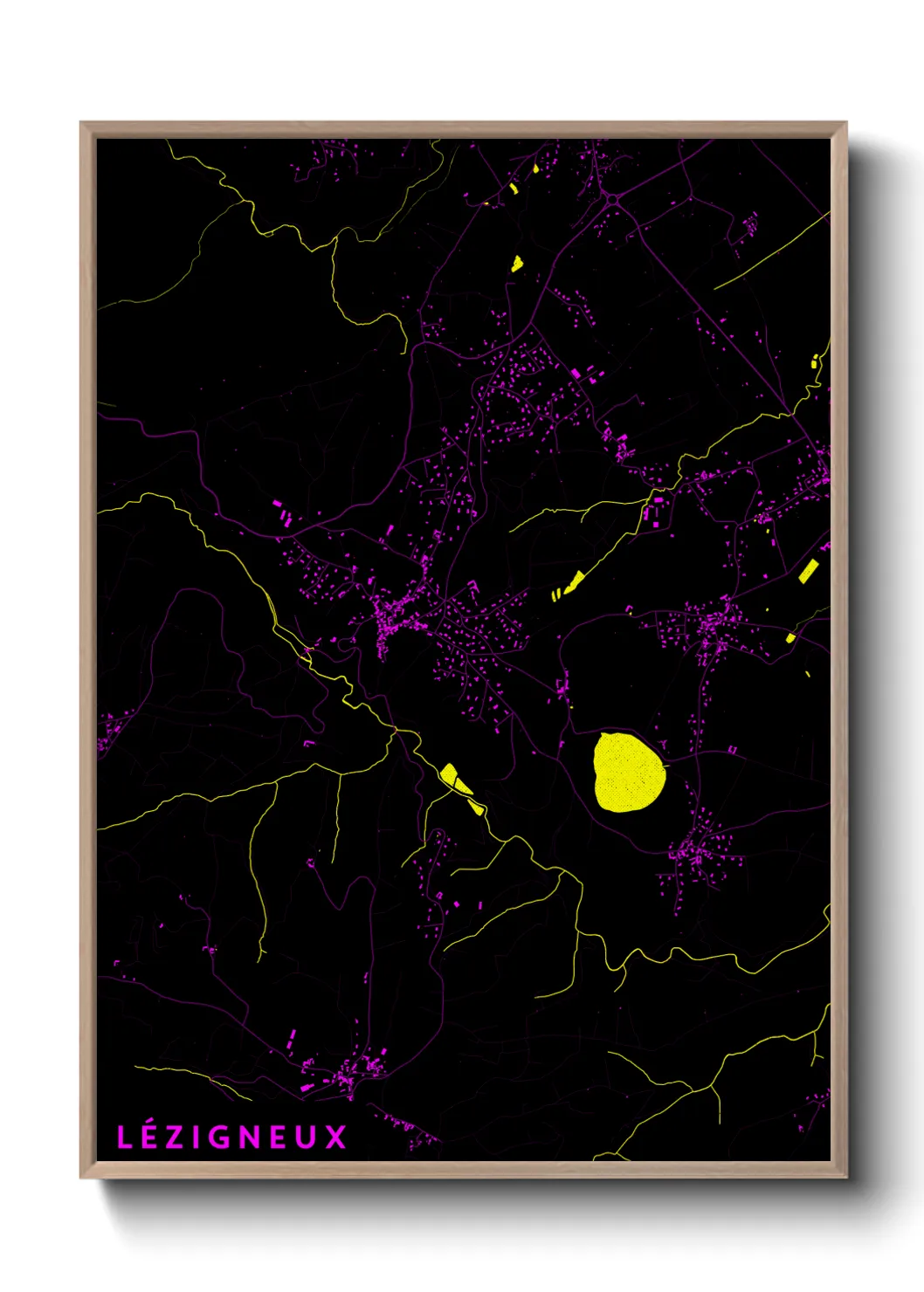 Une affiche de carte sur Lézigneux
