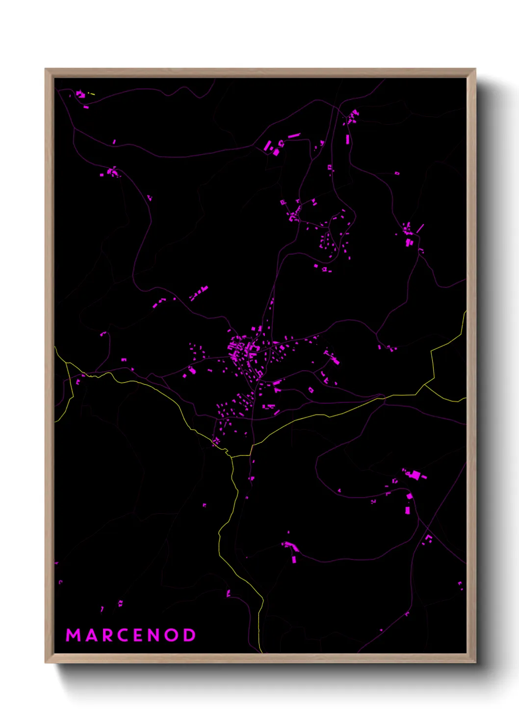 Une affiche de carte sur Marcenod