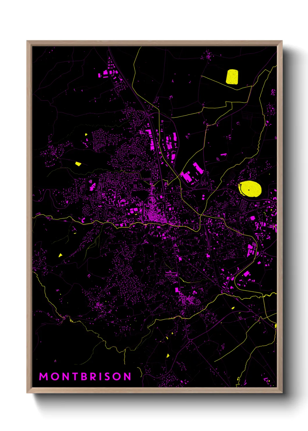 Une affiche de carte sur Montbrison