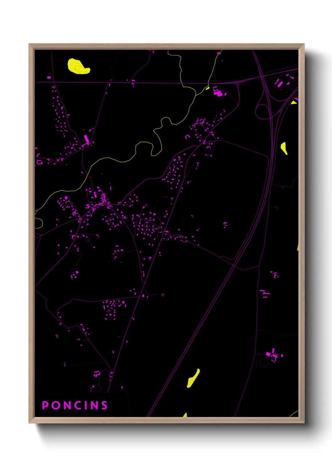 Une affiche de carte sur Poncins