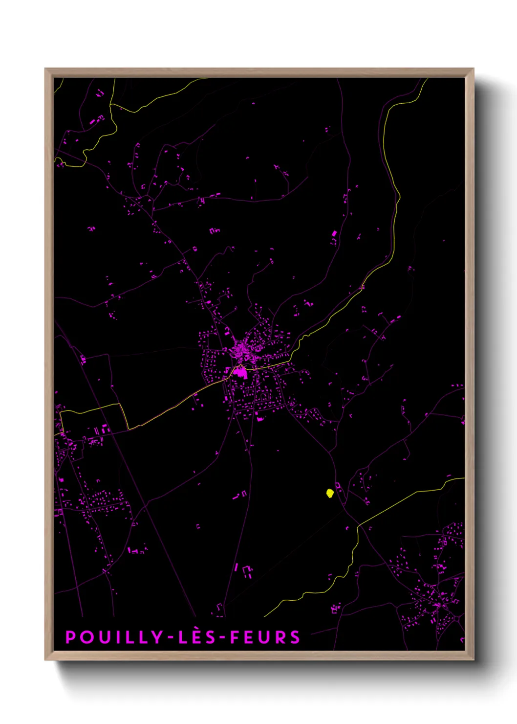 Une affiche de carte sur Pouilly-lès-Feurs