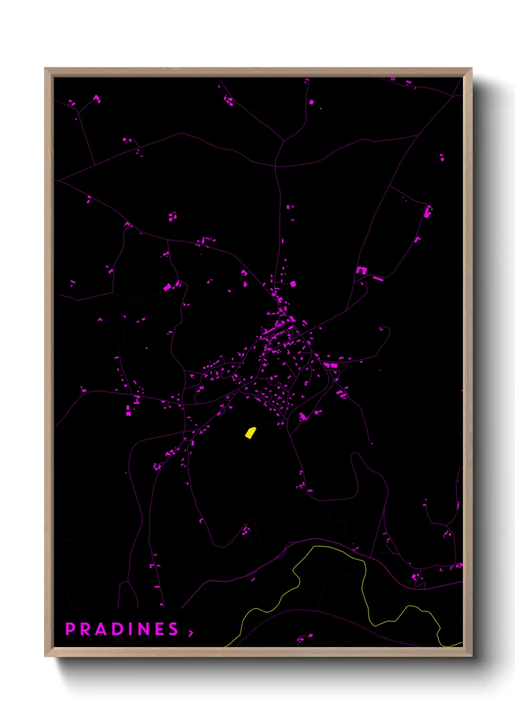 Une affiche de carte sur Pradines