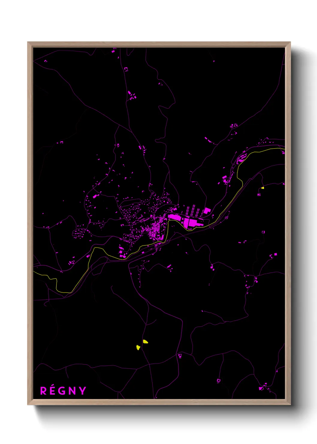 Une affiche de carte sur Régny