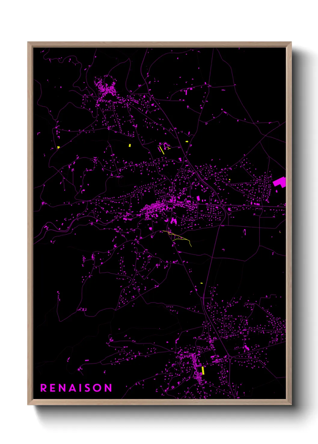 Une affiche de carte sur Renaison
