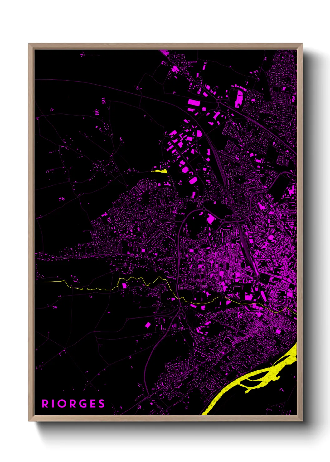 Une affiche de carte sur Riorges
