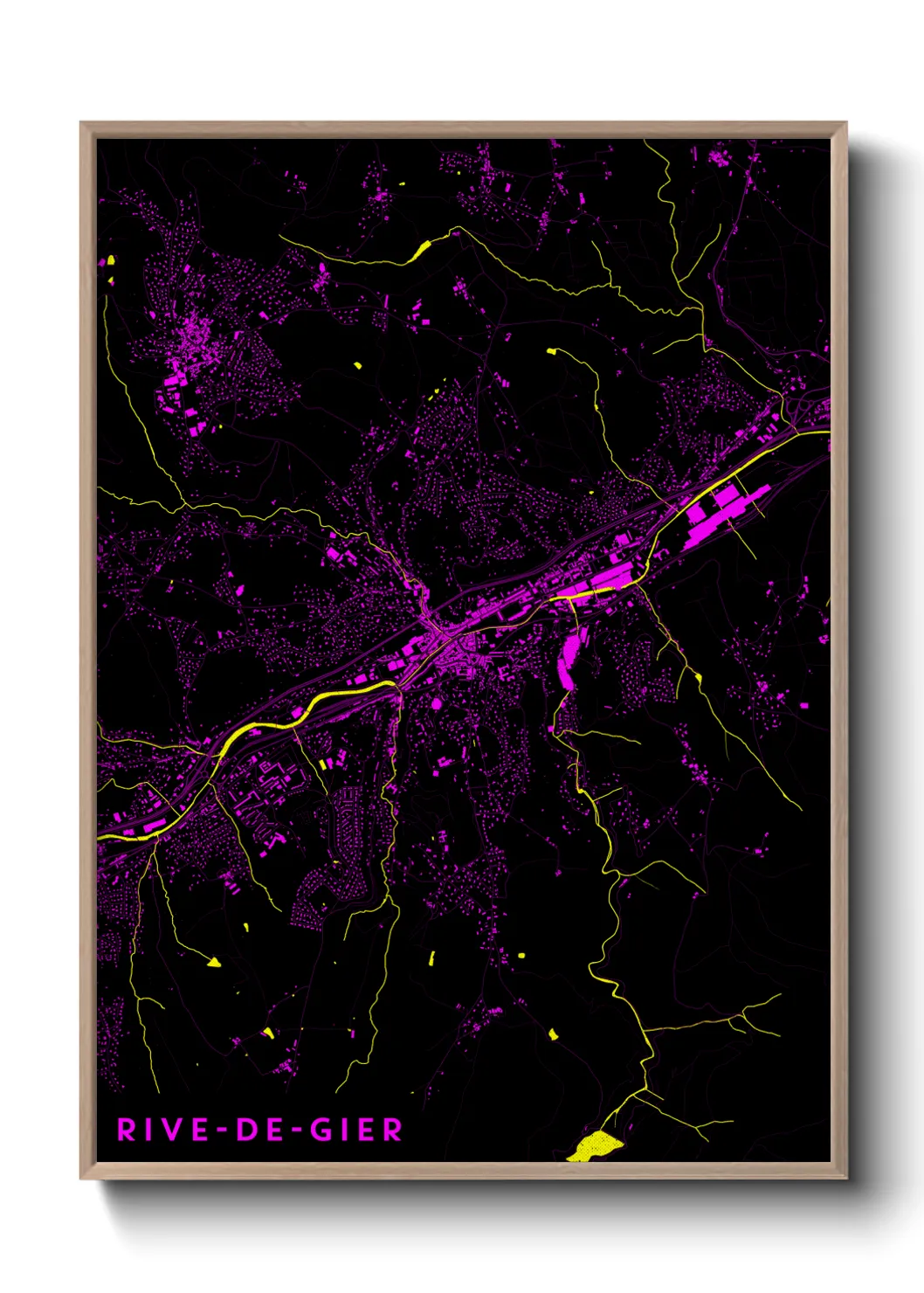 Une affiche de carte sur Rive-de-Gier