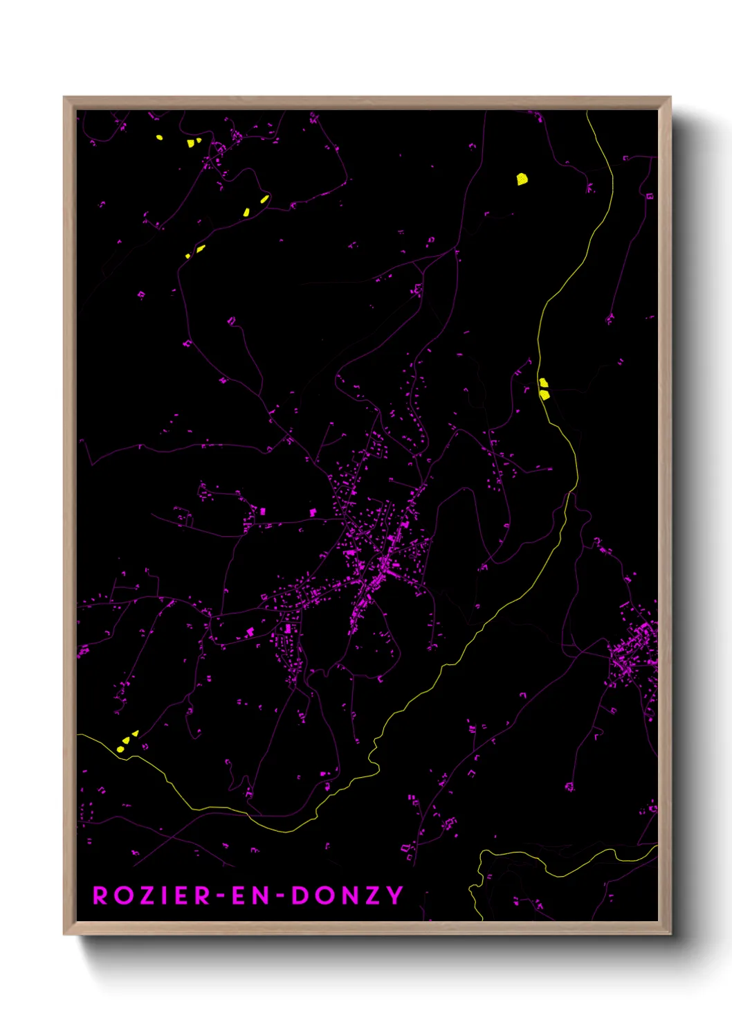 Une affiche de carte sur Rozier-en-Donzy