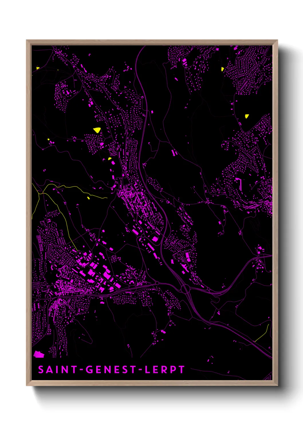 Une affiche de carte sur Saint-Genest-Lerpt